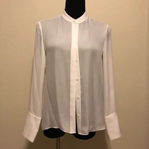 Alice + Olivia silk cream white blouse